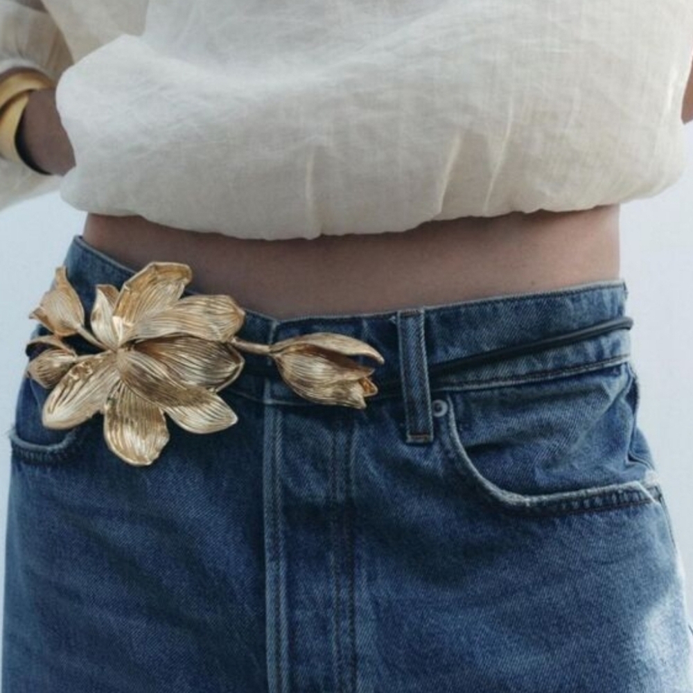New ZARA 3d Flower Cord Adjustable Belt | NWOT